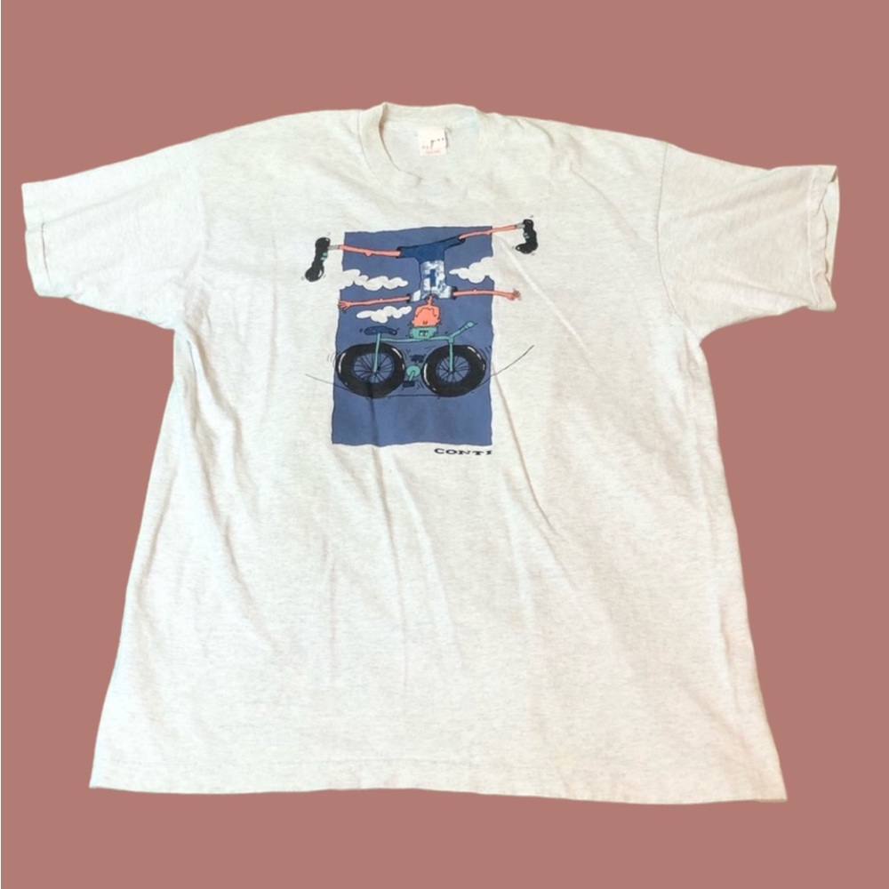 Vintage Conti Cartoon T-Shirt VTG Tee XXL 2XL BMX Bike Comic